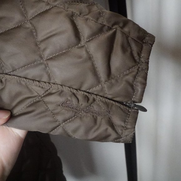EDDIE BAUER Down Shirt Jacket Brown M Tall Zip Up - Picture 4 of 11